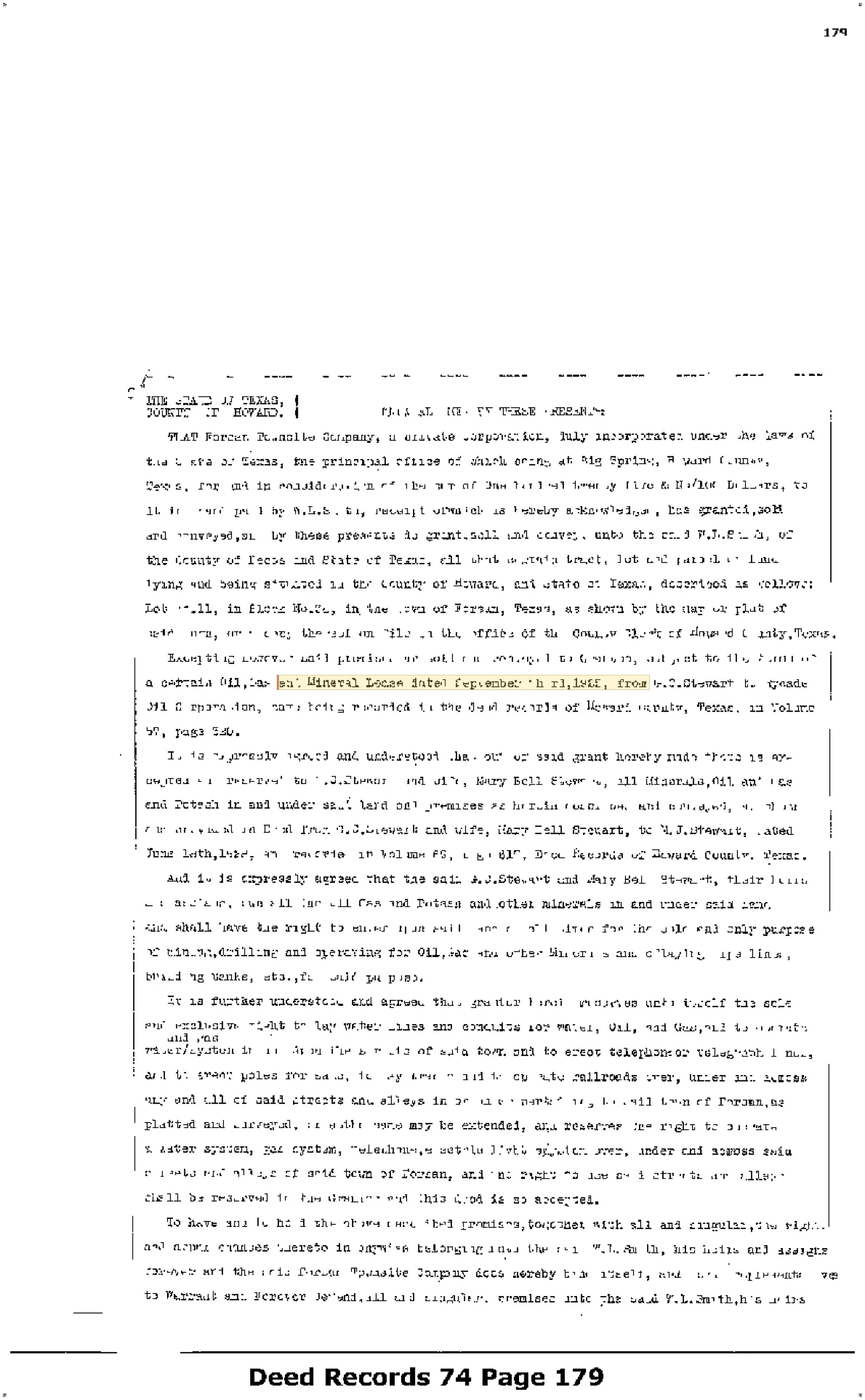 Forsan Townsite Co. - Recorded V: Vol: 74 Pg: 179; Deed (Doc #DOCC1929-1-552126)